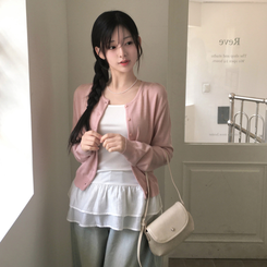 ネップルラウンドベーシックデイリーカレンダーフィットニットカーディガン(8color) PINK