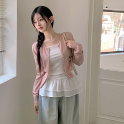 ネップルラウンドベーシックデイリーカレンダーフィットニットカーディガン(8color) PINK