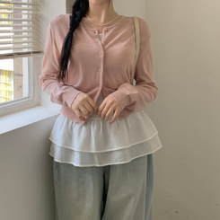 ネップルラウンドベーシックデイリーカレンダーフィットニットカーディガン(8color) PINK