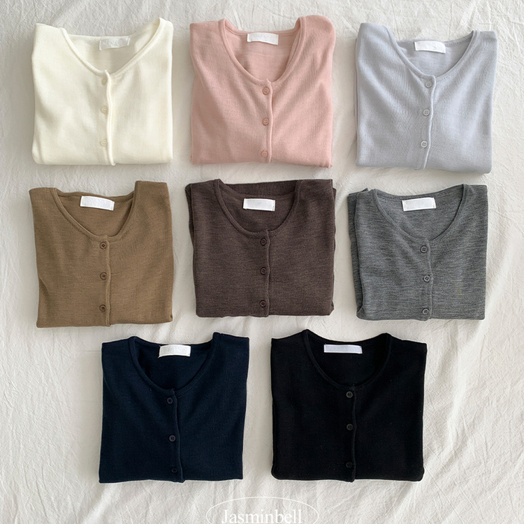 ネップルラウンドベーシックデイリーカレンダーフィットニットカーディガン(8color)