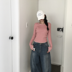 ニット ストライプニット PINK