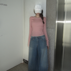 ニット ストライプニット PINK
