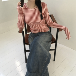 ニット ストライプニット PINK