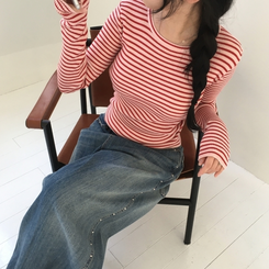 ニット ストライプニット PINK