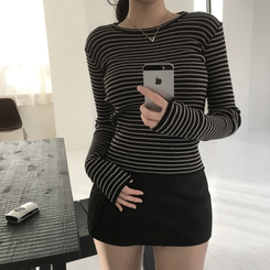 ニット ストライプニット BLACK