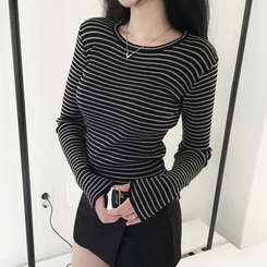 ニット ストライプニット BLACK