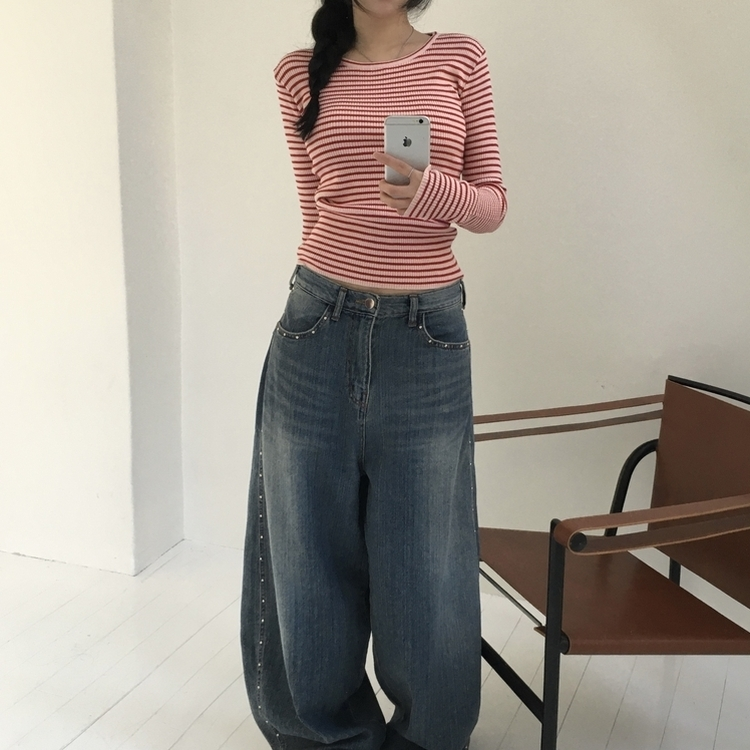 ストライプニット PINK