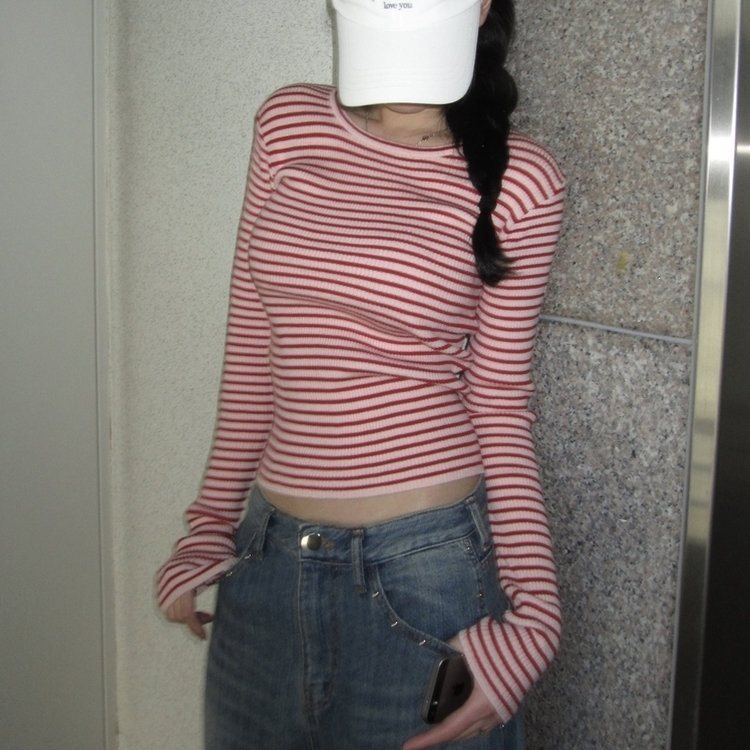 ストライプニット PINK