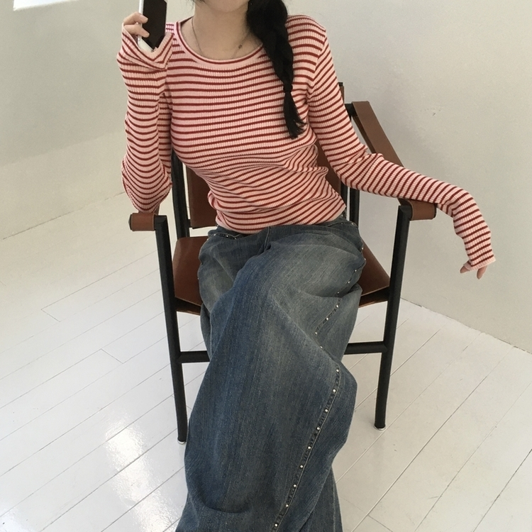 ストライプニット PINK