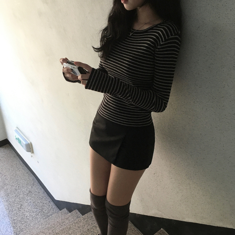 ストライプニット BLACK