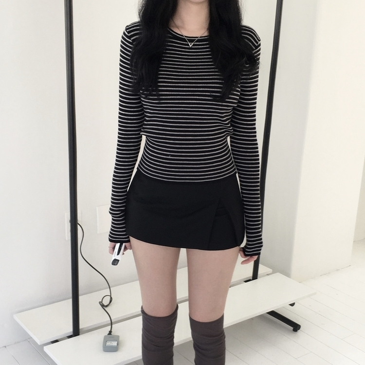 ストライプニット BLACK