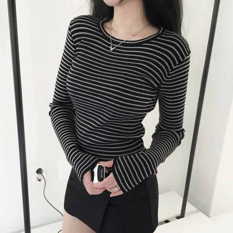 ストライプニット BLACK