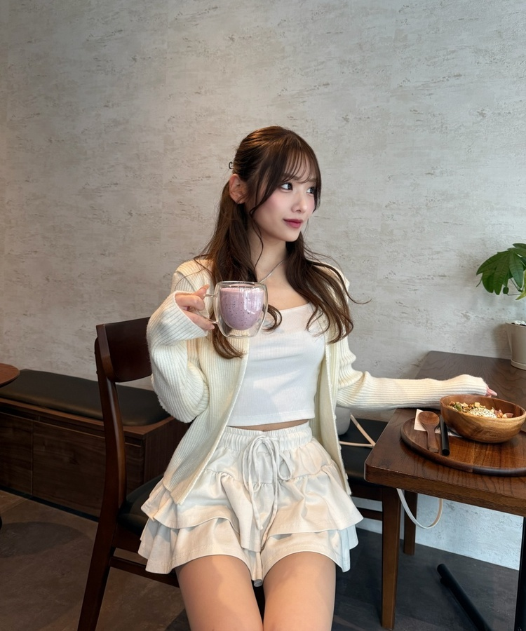더블플리츠미니스커트 아이보리