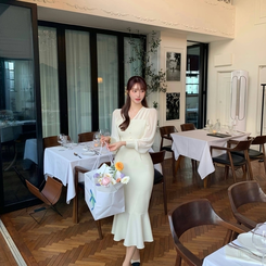 シースルーマーメイドワンピース IVORY