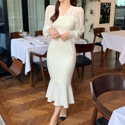 シースルーマーメイドワンピース IVORY