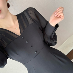 シースルーマーメイドワンピース BLACK