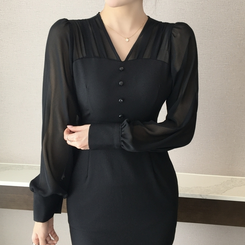 シースルーマーメイドワンピース BLACK