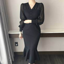 シースルーマーメイドワンピース BLACK