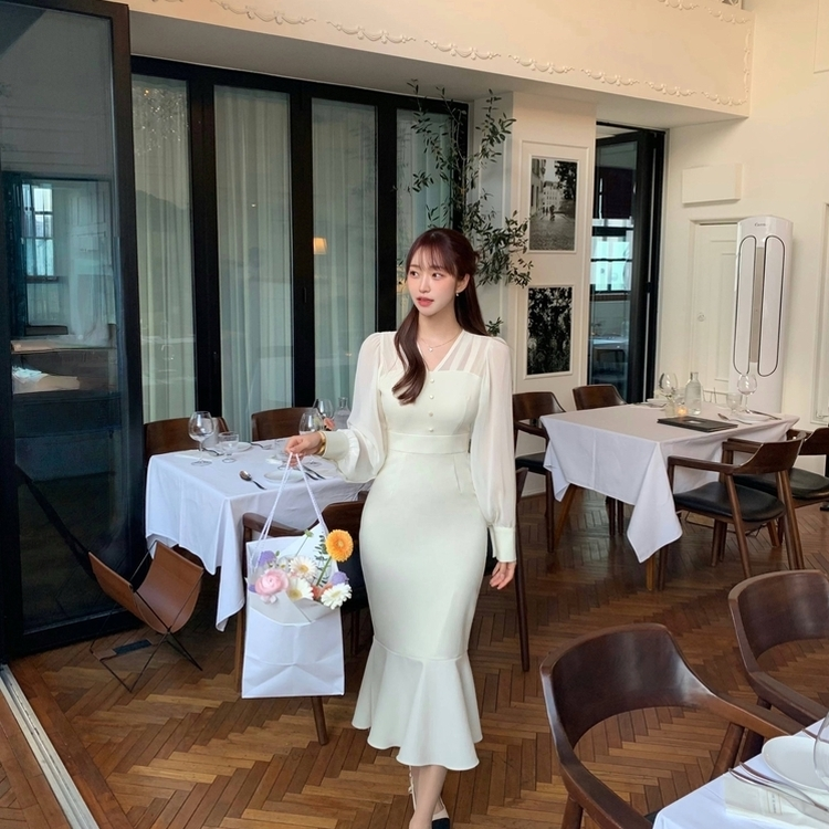 シースルーマーメイドワンピース IVORY