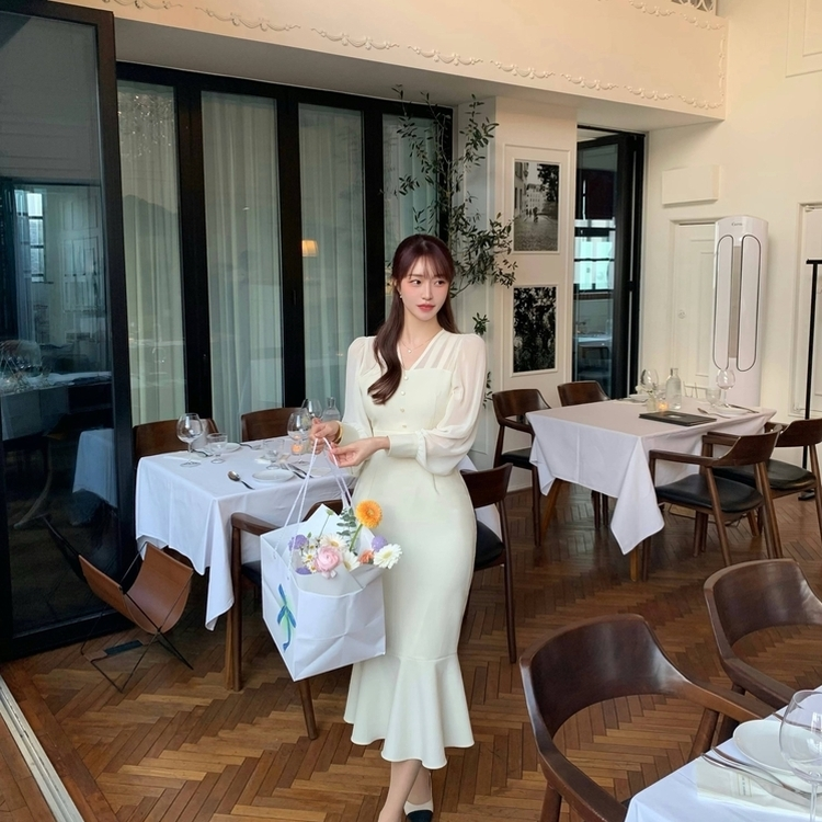 シースルーマーメイドワンピース｜ロングワンピース｜韓国