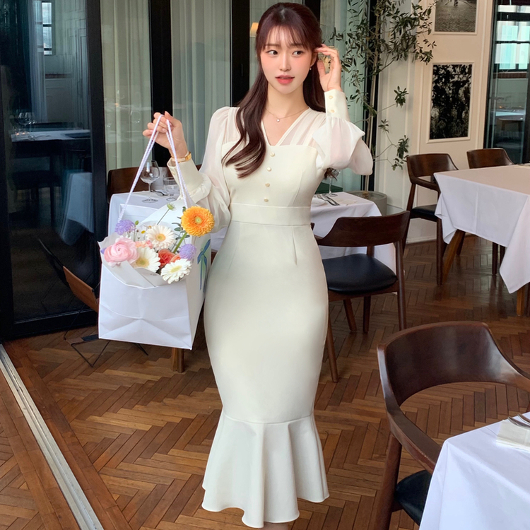 シースルーマーメイドワンピース IVORY