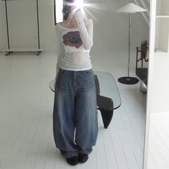 デニム スタッドビッグポケットデニムパンツ BLUE