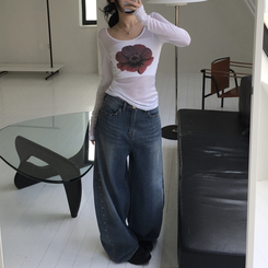 デニム スタッドビッグポケットデニムパンツ BLUE