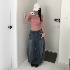 デニム スタッドビッグポケットデニムパンツ BLUE