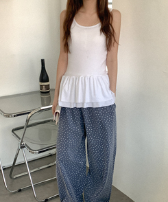 フリルレイヤードキャミソール WHITE