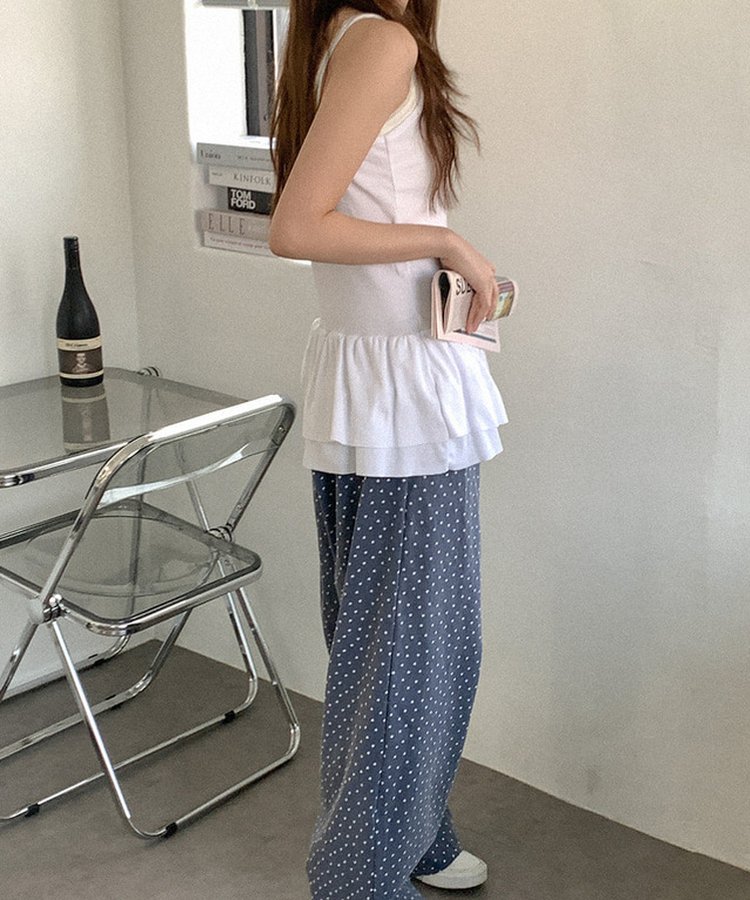 フリルレイヤードキャミソール WHITE