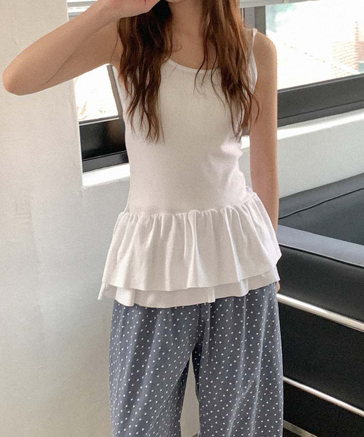 フリルレイヤードキャミソール WHITE