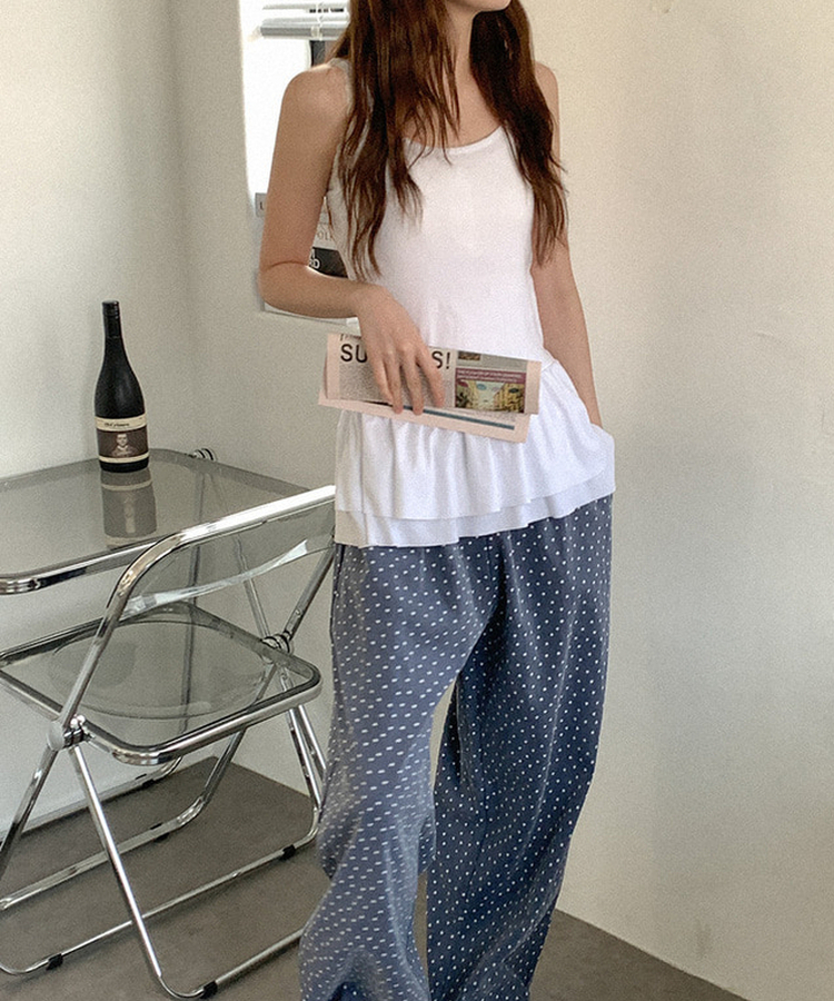 フリルレイヤードキャミソール WHITE