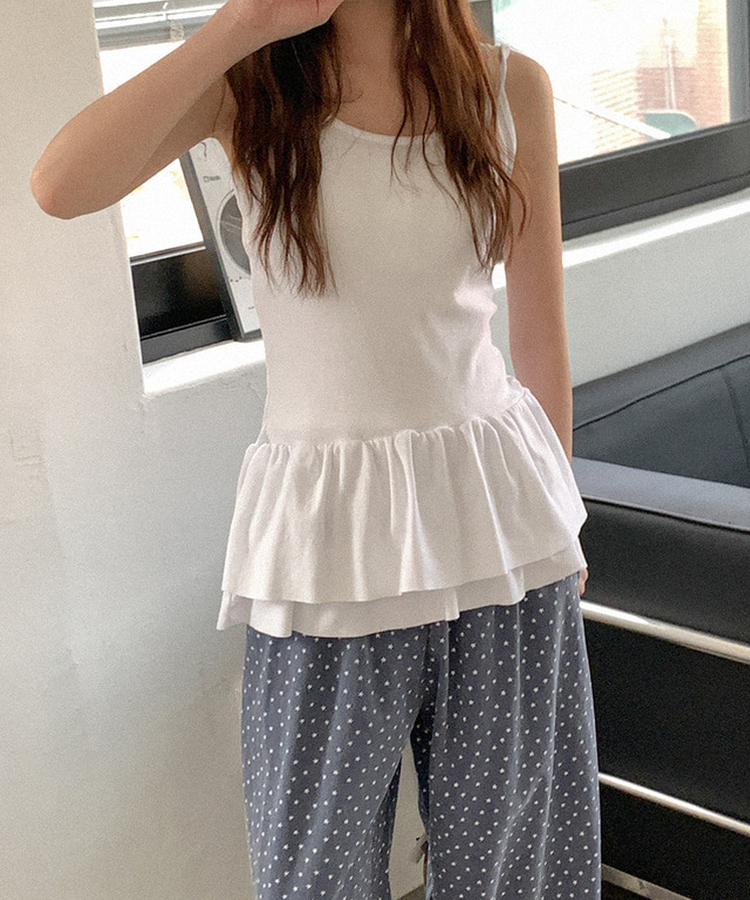 フリルレイヤードキャミソール WHITE