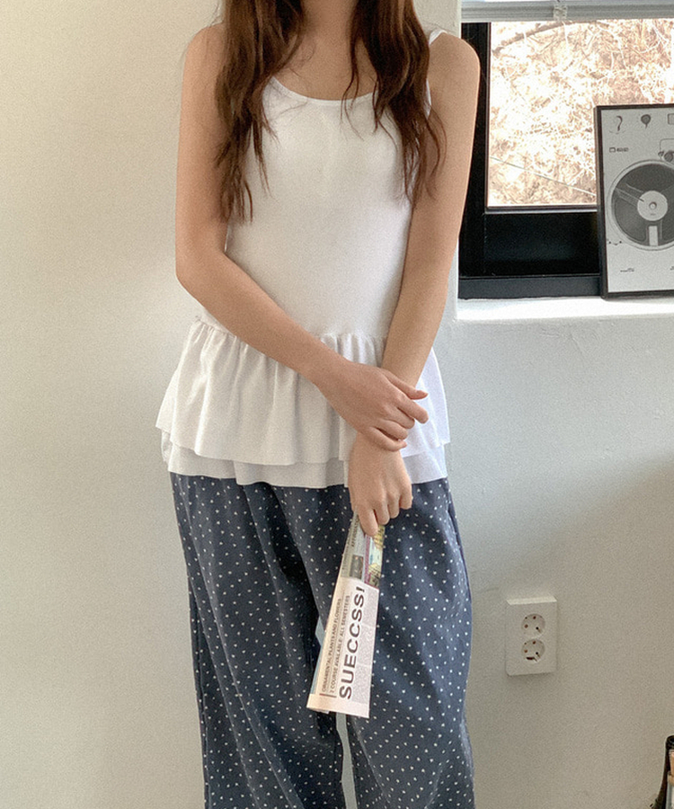 フリルレイヤードキャミソール WHITE