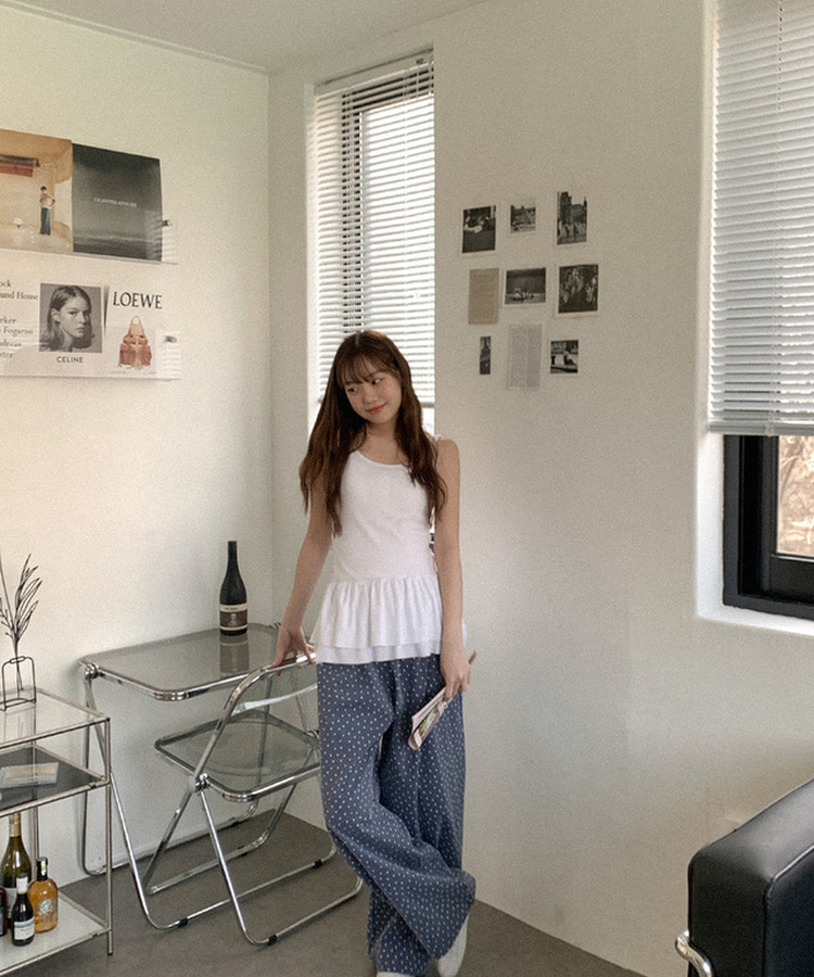 フリルレイヤードキャミソール WHITE