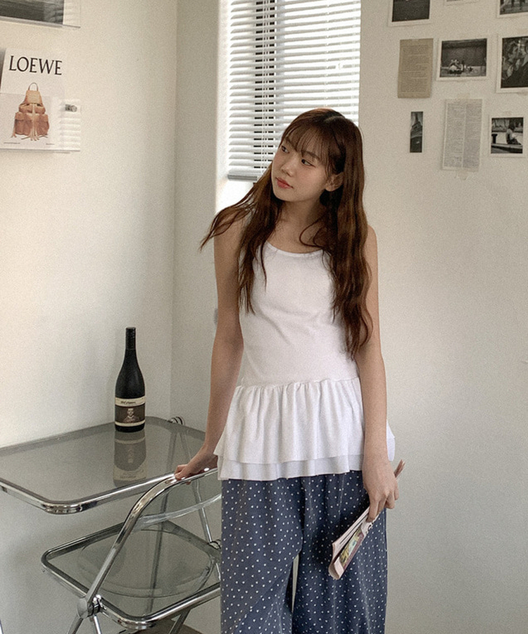 フリルレイヤードキャミソール WHITE