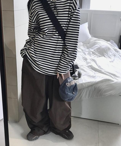 コットンパンツ ストリングバンディングナイロンパンツ(5color) BROWN