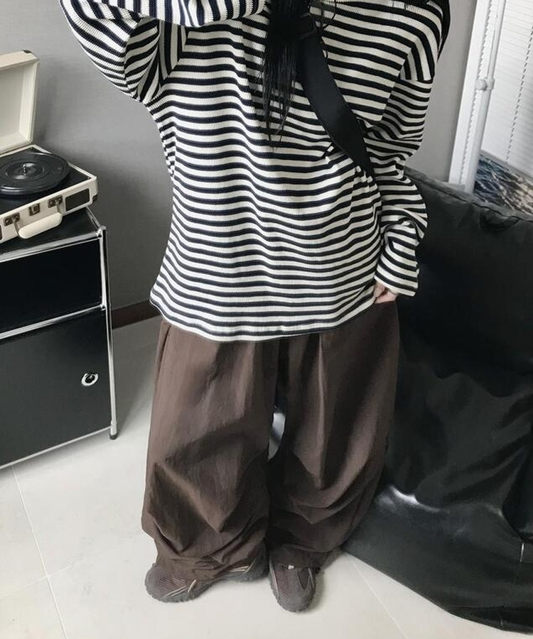ストリングバンディングナイロンパンツ(5color) BROWN