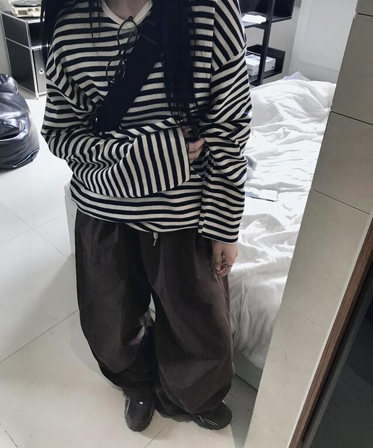 ストリングバンディングナイロンパンツ(5color) BROWN