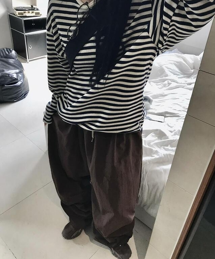 ストリングバンディングナイロンパンツ(5color) BROWN