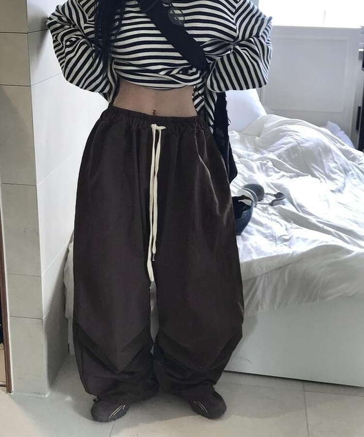 ストリングバンディングナイロンパンツ(5color) BROWN