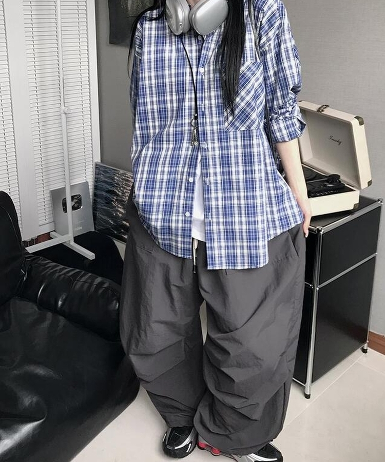 ストリングバンディングナイロンパンツ(5color) CHARCOAL