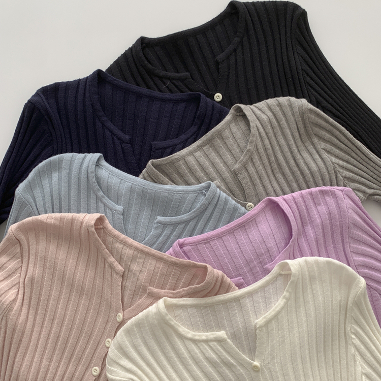 지널 골지 세로 기본 베이직 니트 가디건