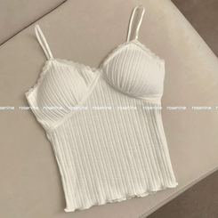 【カップ付き】レースレイヤードキャミソール(7color)