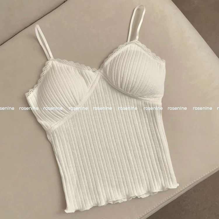 【カップ付き】レースレイヤードキャミソール(7color)