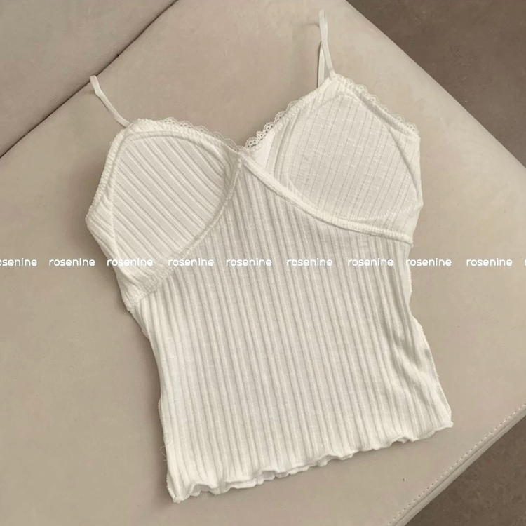 【カップ付き】レースレイヤードキャミソール(7color)