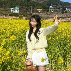 ペンダントVネックカーディガン(6color) YELLOW