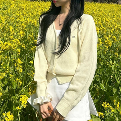 ペンダントVネックカーディガン(6color) YELLOW