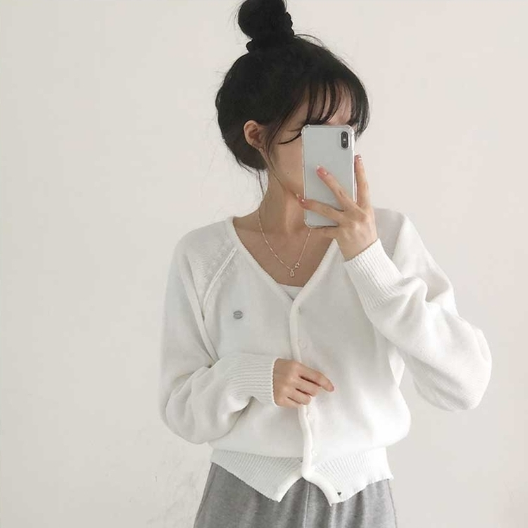 ペンダントVネックカーディガン(6color) IVORY