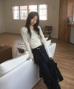 ドットラウンド長袖Tシャツ IVORY